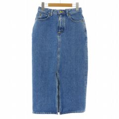 スピック&スパン Spick&Span SOMETHING 18SS デニムスカート タイト ロング マキシ ジップフライ USED加工 S インディゴ 18060200130010 /KU