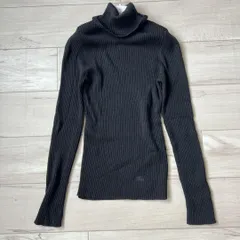 【美品】バーバリー　タートルネック セーター　リブ編み　ホースロゴ刺繍