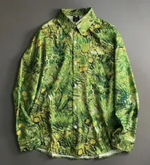 《新品未使用》ゴッホ風油絵プリント ルーズ薄手長袖シャツ(K)