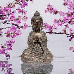 Large seated Buddha statue, Buddhist image, bronze statue, antique style, Chinese style, Confucian style, interior decoration, ornament, art piece, for alcove, free shipping.