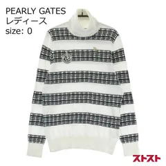 PEARLY GATES パーリーゲイツ タートルネック ニットセーター ボーダー柄 ホワイト系 0 [240101148082]
