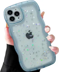 【数量限定】QLTYPRI iPhone 13 用 ケース クリア TPU カバー ウェーブ おしゃれ 韓国 可愛い グリッター 透明 薄型 軽量 耐衝撃 滑り止め スマホケース ワイヤレス充電対応 ストラップホール付き アイフォン13 用 ケース 6.1イン