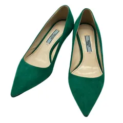 PRADA プラダ ポインテッドトゥスウェードパンプス  グリーン 35