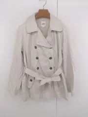 ◇ ◎ GAP ギャップ 通勤 OL 無地 長袖 トレンチ コート サイズM ライトベージュ系 レディース E  【1306210012383】