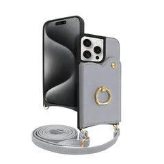 シズカウィル iPhone 15 Pro 用 ケース ショルダー カバー ショルダーストラップ アイファンデ5 ショルディー フルール 1個入り フォグブルー 1