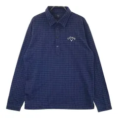 サイズ：L CALLAWAY キャロウェイ  長袖ポロシャツ 千鳥柄 ネイビー系 [240101417977] ゴルフウェア メンズ ストスト