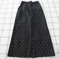 ◇ ⊂ natural couture ドット ストレッチ ロング丈 ナロー スカート サイズF ブラック系 レディース E  【1509180014610】
