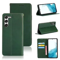 Galaxy S22 ケース 手帳型 SC-51C SCG13 手帳型 ケース カバー PUレザー カード収納 財布型 耐衝撃 ケース マグネット スタンド機能付き 5色 (ギャラクシー S22 5G ケース 手帳型) (濃い緑)