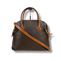 セリーヌ　CELINE 2WAY トップハンドルバッグ ショルダーバッグ　ブラウン　マカダム柄　トリオンフ　PVCレザー