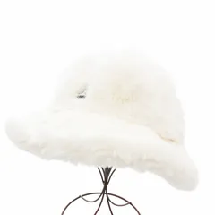 カンゴール KANGOL 美品 フェイクファー カジュアル Faux Fur Casual バケットハット 帽子 ロゴ L 白 ホワイト K4190ST /GV