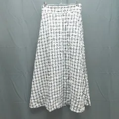 ◇ earth music&ecology チェック柄 大人カワイイ ロング丈 フレア スカート サイズF ブラック レディース E  【1303290016607】