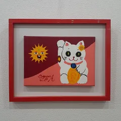 アクリル画 原画 「ミモザの下で03」額縁付 SMサイズ キャンバス