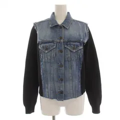ディーゼル DIESEL タグ付き デニムジャケット ジージャン Gジャン ニット 切替 XS 青 ブルー 黒 ブラック /DK