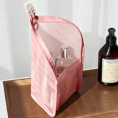 【特価商品】旅行 出張 男女兼用 収納 洗面用具 化粧筆 多機能 トラベルグッズ 外出用 持ち運びに便利 軽量 歯ブラシ収納バッグ 使いやすい 立てられる (ピンク) 速乾 防水 歯ブラシポーチ 歯ブラシケース Forahome