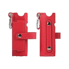 KAZARI ケース IQOS イルマ ワン ケース カラビナ付き IQOSイルマワン用の まとめて収納ケース レザーケース 可動式ベルト(レッド)