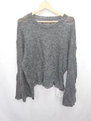 ◇ ⊇ ◎ ●未使用● Louere タグ付き ボリュームスリーブ 長袖 ニット セーター サイズＭ ダークグレー レディース E  【1505290032940】