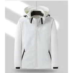 ☆ オフホワイト ☆ Lサイズ ☆ ジャケット フード付き 長袖 レディース pmyjacket34 ジャケット フード付き 長袖 ウインドブレーカー コート マウンテンパーカー 作業服 登山ウェア 薄手 レディース メンズ はっ水 撥水 無地