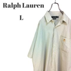 Ralph Lauren ラルフローレン 半袖ボタンダウンシャツ 刺繍入り胸ポケット付き イエロー系 他 チェック メンズ Lサイズ