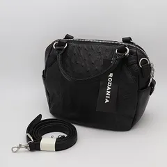 新品同様 ロダニア オーストリッチ 牛革 ブラック メンズ/レディース ハンド/ショルダーバッグ OWD 2000000 NSK