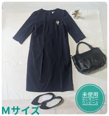 【未使用】フロリア　セットアップ風トロンプルイユワンピース　オケージョン　ネイビー　Ｍサイズ