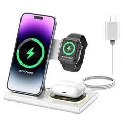 【最新型】HATALKIN 3in1ワイヤレス充電器 アップルウォッチ 充電 Compatible with iPhone15/14/13/AirPods Pro2/Apple watch ultra 2/9//7/8/se2 同時充電 iphone ap 1