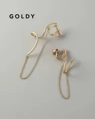 GOLDY/ゴールディ/ニュアンス メタル × チェーン アシンメトリー イヤリング/アクセサリー/2241105