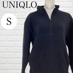 【A3672】 UNIQLO オールドユニクロ ハーフジップ フリースプルオーバー 旧タグ 黒 ブラック ユニセックス ヴィンテージ 古着 アウトドア