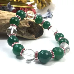 緑瑪瑙&水晶 パワーストーン ブレスレット 天然石 12mm （ピンク）メンズ・レディース　男性 [j]・女性　数珠ブレス　開運 [j]　