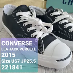 CONVERSEコンバース■美品 2015年 廃版品 LEA JACK PURCEL 本革 レザー ジャックパーセル US7 JP25.5 白×黒 1B985 定価10780