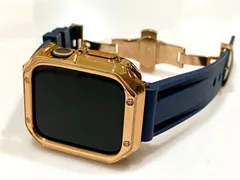 ローズネイビー＠カスタム セット アップルウォッチバンド ラバーベルト Apple Watch カバー ケース メンズ レディース 38mm 40mm 41mm 42mm 44mm 45mm46mm49mm ウルトラ　ultra