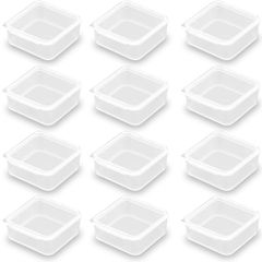 新品 正方形ミニプラスチック収納ボックス、矩形透明工芸用品ボックス、12個の蓋付きプラスチックボックス、ビーズ、耳栓、ピン、小物などを収納するための正方形ビーズ収納器。