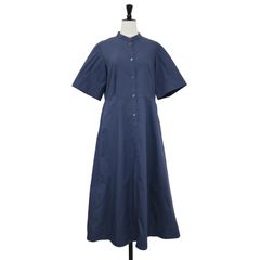 theory luxe セオリーリュクス ワンピース ネイビー 紺 サイズ:38(M) / 24秋冬 スタンドカラー フレア シャツ ドレス / Tech Poplin Eressa ロング丈 半袖 ストレッチ  / ワンピース【レディース】【中古】
