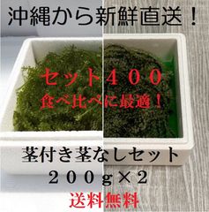 【沖縄】茎付き200gと茎なし200g　生！海ぶどう400gセット！食べ比べOK