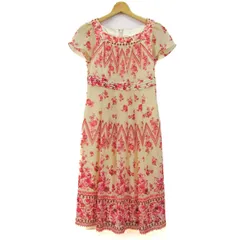 フランコフェラーロ ロングワンピース トップス 半袖 花柄 レディース 2サイズ ベージュ×赤 FRANCO FERRARO 【中古】