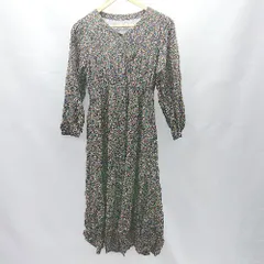 ◇ Θ GLOBAL WORK グローバルワーク 花柄 長袖 ロング ワンピース サイズM ブラック系 レディース E  【1412260026987】