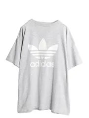 【お得なクーポン配布中!】 90s USA製 アディダス トレフォイル ロゴ プリント 半袖 Tシャツ メンズ XL / オールド シングルステッチ 大きいサイズ ヘビーウェイト 灰