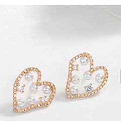 ピアス レディース ハート パール アクセサリー 韓国ファッション
