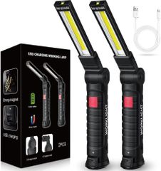 【新品未使用】USB充電式 LED作業灯 2個セット ワークライト ハンディライト 懐中電灯 多機能ライト マグネット付き アウトドア キャンプ 防災 車中泊 防水 コンパクト