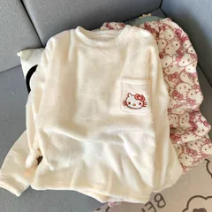 ハローキティ hellokitty レディース 背面無地 パジャマ ルームウエア レディース 可愛い プルオ一バ一 寝間着 上下セット セットアップ ゆったり 寝巻き 冬 秋 もこもこ パーカー 暖かい 保温 冬物 M-2XL xzjhdum#