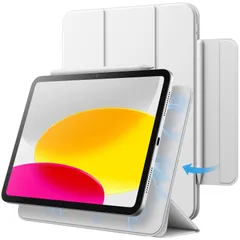 【在庫セール】iPad 10 ケース（10.9インチ、2022モデル、第10世代用）用マグネットケース 磁気吸着 JEDirect スリムスマート薄型保護カバー 自動ウェイクアップ/スリープ (ホワイト)