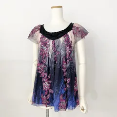 45L2《美品》VIVIENNE TAM ヴィヴィアンタム パワーネットブラウス 0 ブラック ボタニカル チュニック 日本製のサムネイル