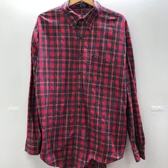 90's CHAPS RALPH LAUREN 90年代 チャップス ラルフローレン 長袖シャツ ボタンダウン チェック タイ製 メンズ L レッド
