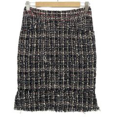 CHANEL(シャネル) スカート サイズ36 S レディース - P26002 黒×アイボリー×マルチ ひざ丈/ツイード