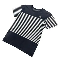 THE NORTH FACE Tシャツ メンズ XL（実寸M相当） ネイビー × ホワイト 【 ボーダー切替 】 カジュアル ザノースフェイス ●EB349