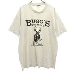 FRUIT OF THE LOOM BEST フルーツオブザルーム ベスト 90s USA製 オールド 鹿 プリント 半袖 Tシャツ XL グレー シングルステッチ メンズ 古着
