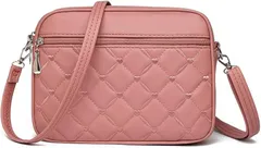 CedarEight(シダーエイト) ハート柄 キルティング ショルダーバッグ レディース おしゃれ かわいい スマホショルダー ポーチ カバン 通勤 通学 軽量 軽い 便利 旅行 多機能 シンプル 無地 撥水 コンパクト きれいめ(ピンク)