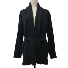 B&Y ユナイテッドアローズ BEAUTY&YOUTH ビューティー&ユース カーディガン ニット ショールカラー 前開き ウール リボンベルト 無地 長袖 M グレー