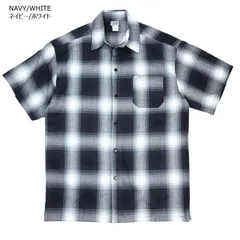 CALTOP キャルトップ カルトップ メンズ 半袖シャツ 2000 OMBRE SHORT SLEEVE SHIRTS オンブレ ショートスリーブシャツ　ネイビー×ホワイト