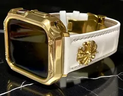 アップルウォッチバンド 　ゴールド　ホワイト　レザーベルト Apple Watch保護カバーケース