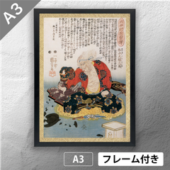 歌川国芳　「太平記英勇伝 松永大膳久英 松永久秀」　浮世絵ポスター　A3　マット　その122　【フレーム付】《JP》